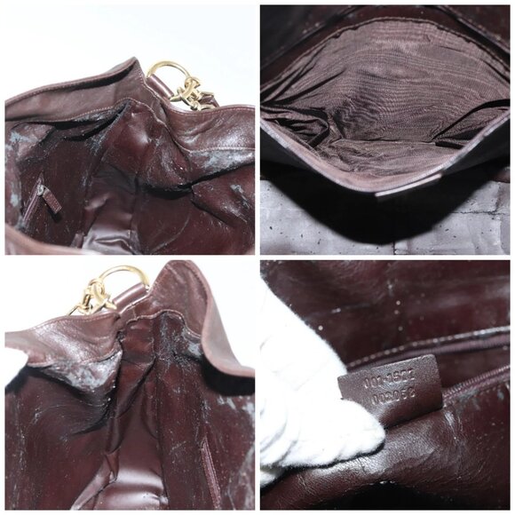 GUCCI Bamboo Hand Bag Leather 2way Black Gold 001 1577 Auth ep10141 - Picture 16 of 16